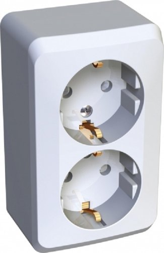 Розетка с заземлением накладная Systeme Electric Этюд 2-м. шторки белый картинка